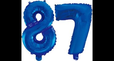Folieballon 87 jaar blauw 86cm