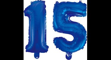 Folieballon 15 jaar blauw 86cm