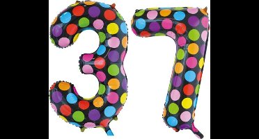 Folieballon 37 jaar stippen 86cm