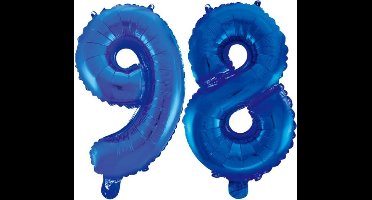 Folieballon 98 jaar blauw 41cm