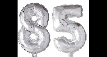 Folieballon 85 jaar zilver 41cm