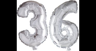 Folieballon 36 jaar zilver 41cm