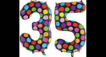 Folieballon 35 jaar stippen 86cm