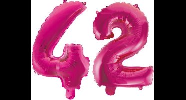 Folieballon 42 jaar roze 86cm