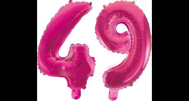 Folieballon 49 jaar roze 86cm