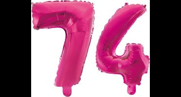Folieballon 74 jaar roze 86cm