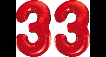 Folieballon 33 jaar rood 86cm