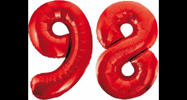 Folieballon 98 jaar rood 86cm