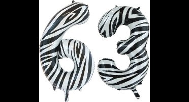 Folieballon 63 jaar zebra 86cm