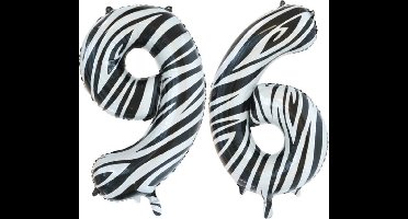 Folieballon 96 jaar zebra 86cm