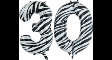 Folieballon 30 jaar zebra 86cm
