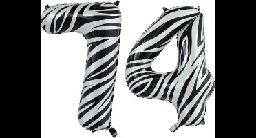Folieballon 74 jaar zebra 86cm
