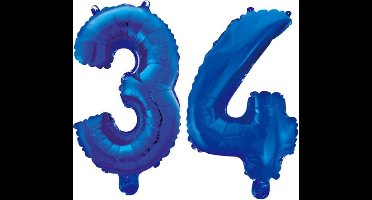 Folieballon 34 jaar blauw 41cm