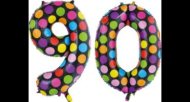 Folieballon 90 jaar stippen 86cm