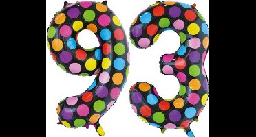 Folieballon 93 jaar stippen 86cm