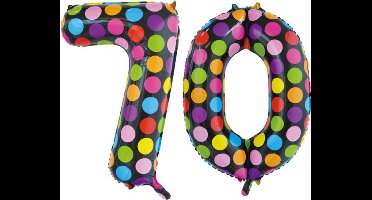 Folieballon 70 jaar stippen 86cm