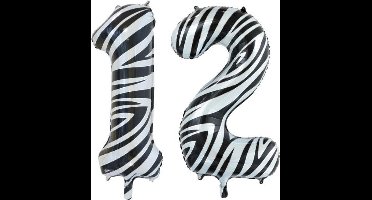 Folieballon 12 jaar zebra 86cm