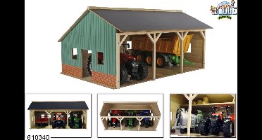 Kids Globe Landbouwloods Hout Voor 3 Tractoren, 1:16