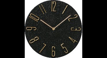 Boltze - Wandklok - 'Tempo' - Kunststof - Zwart - Goud - Modern - rond 30cm