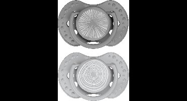 Difrax LOVI Dynamische Fopspeen 0 tot 3 Maanden - Grijs - 2 Stuks, Siliconen Speen, Gemakkelijk te Accepteren