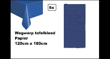 6x Wegwerp tafelkleed papier donkerblauw 120cm x 180cm - Thema feest festival thema feest evenement gala