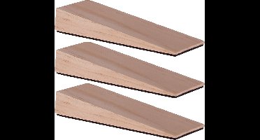Deltafix Deurwig - 3x - hout - anti-slip - 12 x 2 cm - deurstopper