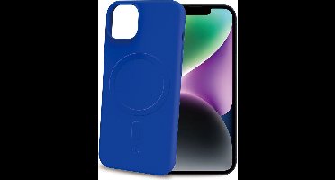 Celly Cromo Siliconen hoesje - Geschikt voor Apple iPhone 15 Pro - TPU Back Cover - Microfiber - Blauw