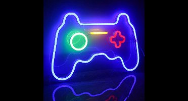 Gaming Accesoires voor Kamer - Gaming Decoratie - Gaming Accesoires voor Op Bureau - Gaming LED-lamp Muurkunst Blauw Neon Nachtlampje voor kinderen Speelkamer Bar Slaapkamer Woondecoratie - 40x28cm