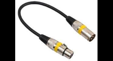 XLR (m) - XLR (v) audiokabel / zwart/geel - 0,30 meter