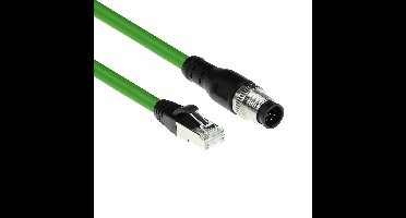 ACT Industrial 3,00 meter Sensor kabel M12A 8-polig male naar RJ45 male, Ultraflex SF/UTP TPE kabel, afgeschermd