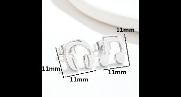 dames RVS oorknoppen met headphone-11mm-zilver