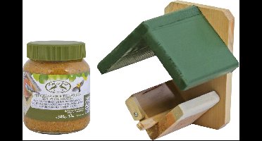 Pindakaas met ophanging voor tuinvogels pakket - 1x pot basic voer - diverse soorten vogels voeren