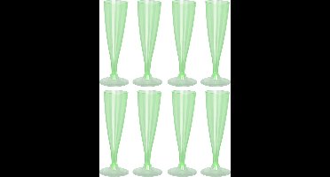 EH Prosecco/champagneglazen - 8x - groen - kunststof - 130 ml - herbruikbaar