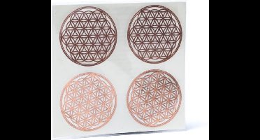 Metalen stickers 'Bloem des Levens', rosé verguld, 33mm, 4 stuks