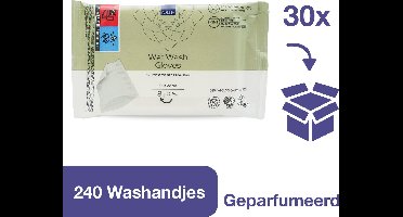 Abena Vochtige Washandjes Wegwerp - Geparfumeerd - 240 Washandjes - Voordeelverpakking 30 x 8 washandjes - Wassen en opfrissen zonder water en zeep - Droogt Snel, geen Handdoek Nodig - Opwarmbaar in de Magnetron - Perfect voor Thuis en Onderweg