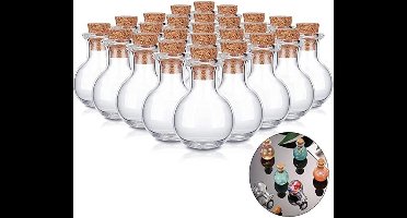 Set van 30 mini glazen flesjes met kurken, kleine flesjes reageerbuisjes, kruidenpotjes, glazen containers, voor DIY decoratie.
