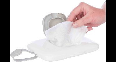 Dooky - Doekjes Box - Te bevestigen aan kinderwagen/buggy - Wit/Grijs