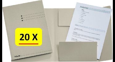 20 x Dossiermap - A4 - Esselte - Manilla - 3-kleps - grijs