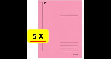 5 x Dossiermap - A4 - Leitz - Manilla karton - roze