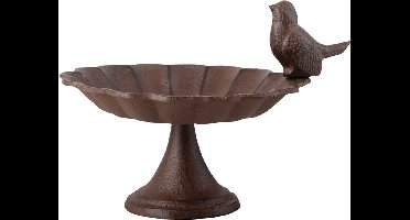 Vogelbad/voederschaal op voet gietijzer 15 cm - Vogeldrinkschaal/voederbak – Tuindecoraties