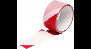 Kinzo Markeerlint - 25 meter - rood/wit - afzetlint - 4,8 cm breed