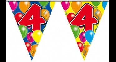 Folat Leeftijd vlaggenlijn - 4 jaar - 10 meter - verjaardag feest versiering - vlaggetjes