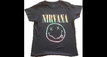 Nirvana - Sorbet Ray Happy Face Dames T-shirt - S - Zwart
