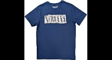 Nirvana - Box Logo Heren T-shirt - 2XL - Blauw