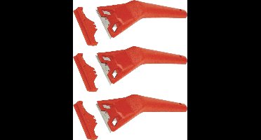 Bruder Mannessmann Glasschraper - 3x - verfkrabber - verwisselbaar blad - kunststof handvat en beschermkap - universeel