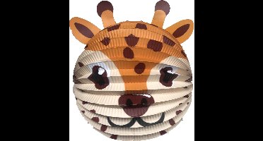 Haza Lampion giraffe - 20 cm - bruin - papier - Sint maarten/kinderfeestje lampionnen