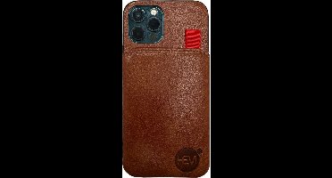 HEM Luxe Lederen Back Cover - Geschikt voor iPhone 14 / iPhone 15 - Bruin - Telefoonhoesje / Achterkant voor 3 pasjes