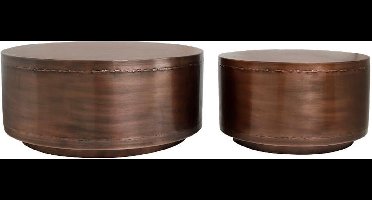 PTMD Salontafel Georgy - 80x80x35 cm - Ijzer - Koper - Set van 2