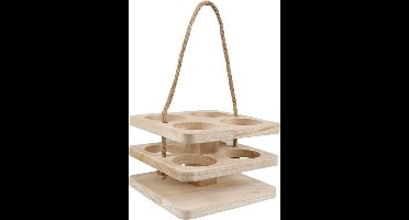 Draagtray, 4 flessen, bier, 195x195x hout.