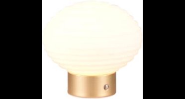 REALITY EARL - Tafellamp - Messing mat - incl. 1x SMD 2W - Touch functie - Oplaadbaar - Snoerloos - Wit glas